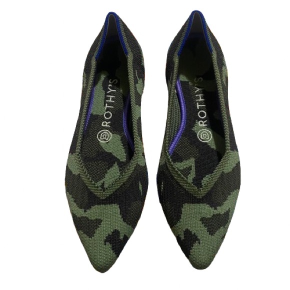 Rothy's Shoes - New Rothy’s The Point in Olive Green Camo With Orange Heel Stripe Size 7.5